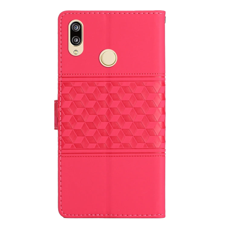 For Huawei P20 Lite Diamond Embossed Skin Feel Leather Phone Case with Lanyard