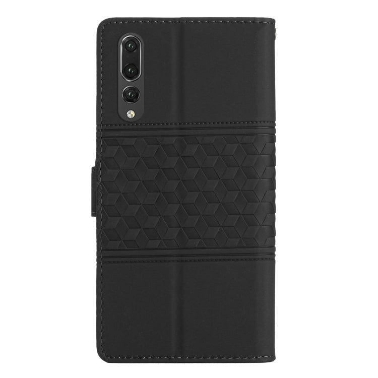 For Huawei P20 Pro Diamond Embossed Skin Feel Leather Phone Case with Lanyard