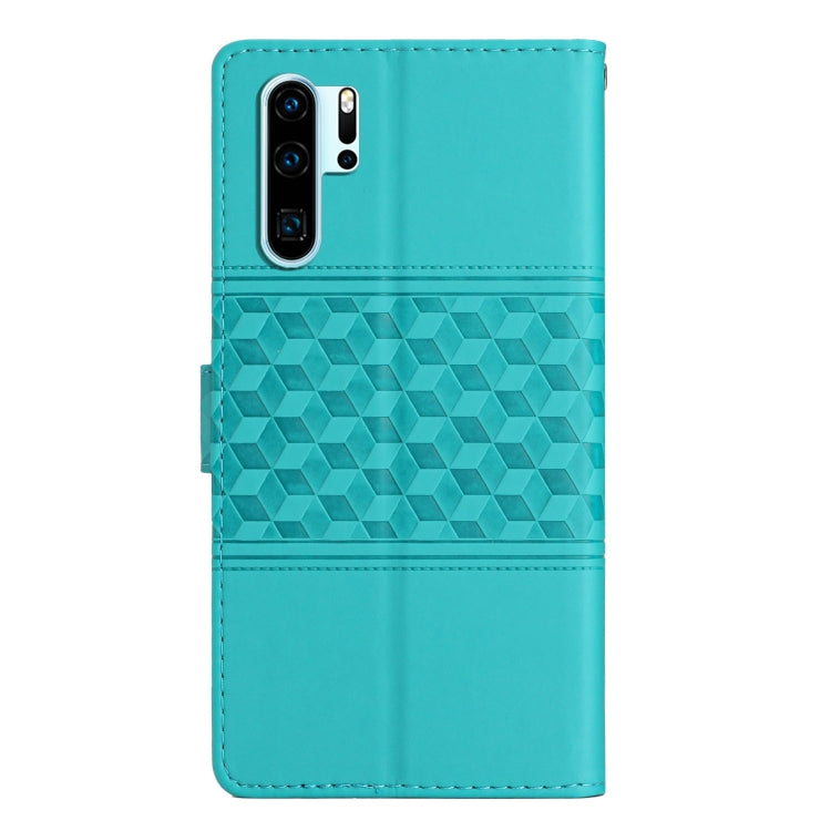 For Huawei P30 Pro Diamond Embossed Skin Feel Leather Phone Case with Lanyard