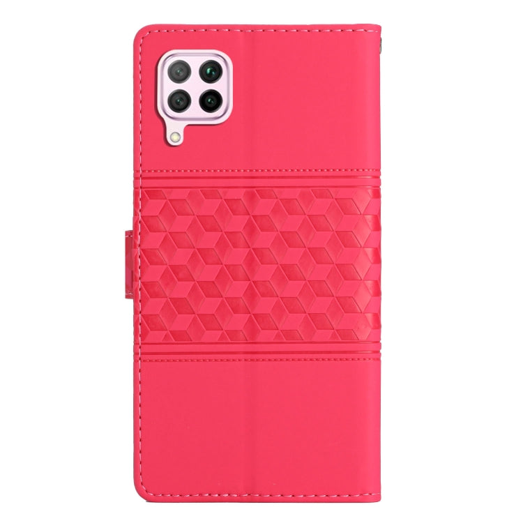 For Huawei P40 Lite Diamond Embossed Skin Feel Leather Phone Case with Lanyard