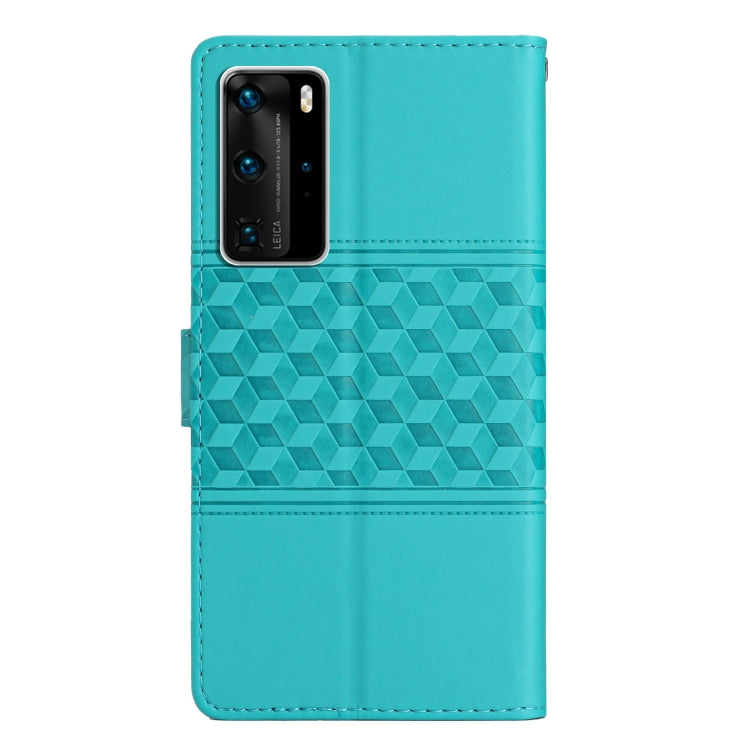 For Huawei P40 Pro Diamond Embossed Skin Feel Leather Phone Case with Lanyard