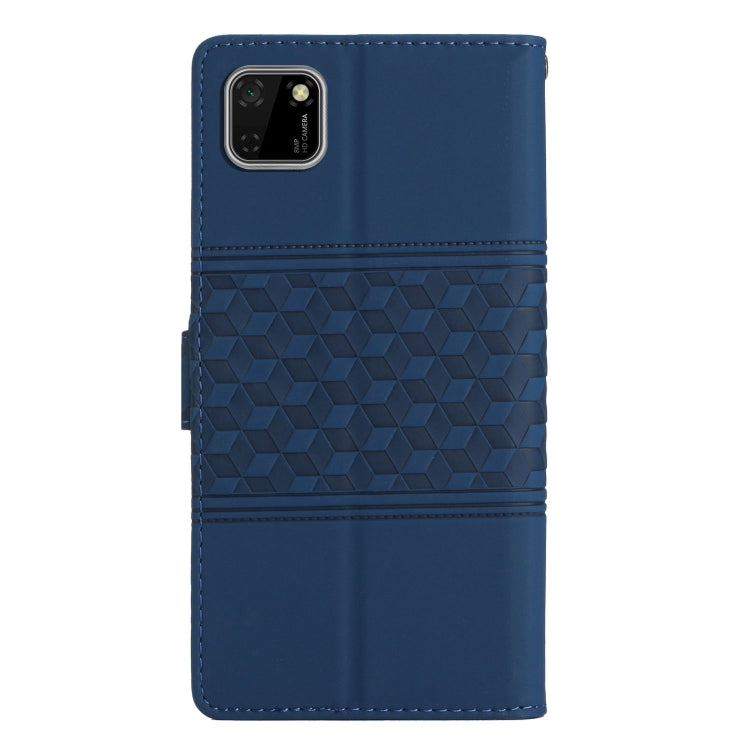 For Huawei Y5p Diamond Embossed Skin Feel Leather Phone Case with Lanyard