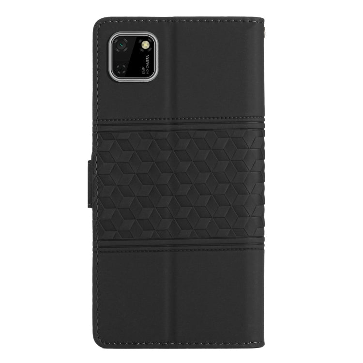 For Huawei Y5p Diamond Embossed Skin Feel Leather Phone Case with Lanyard