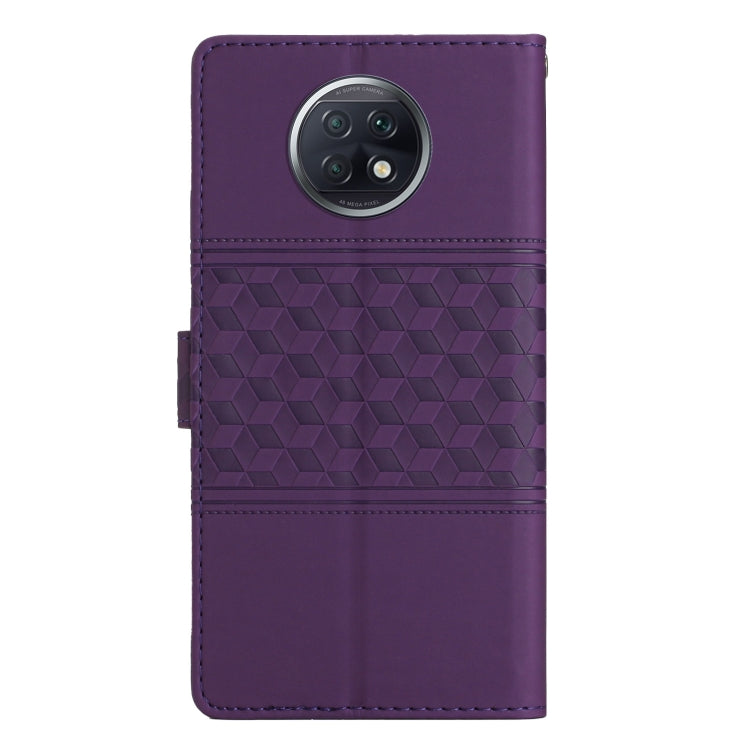 For Xiaomi Redmi Note 9 5G / Note 9T Diamond Embossed Skin Feel Leather Phone Case with Lanyard