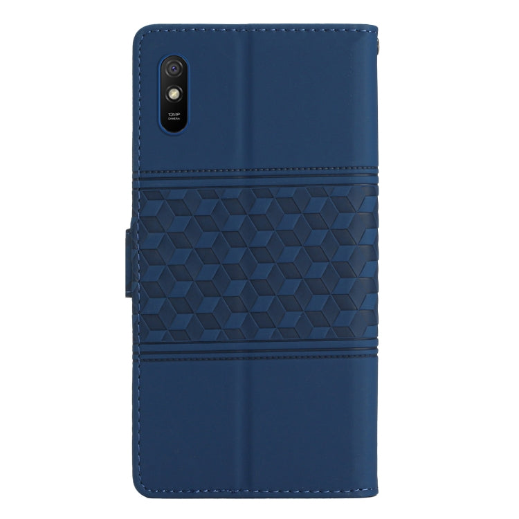 For Xiaomi Redmi 9A Diamond Embossed Skin Feel Leather Phone Case with Lanyard
