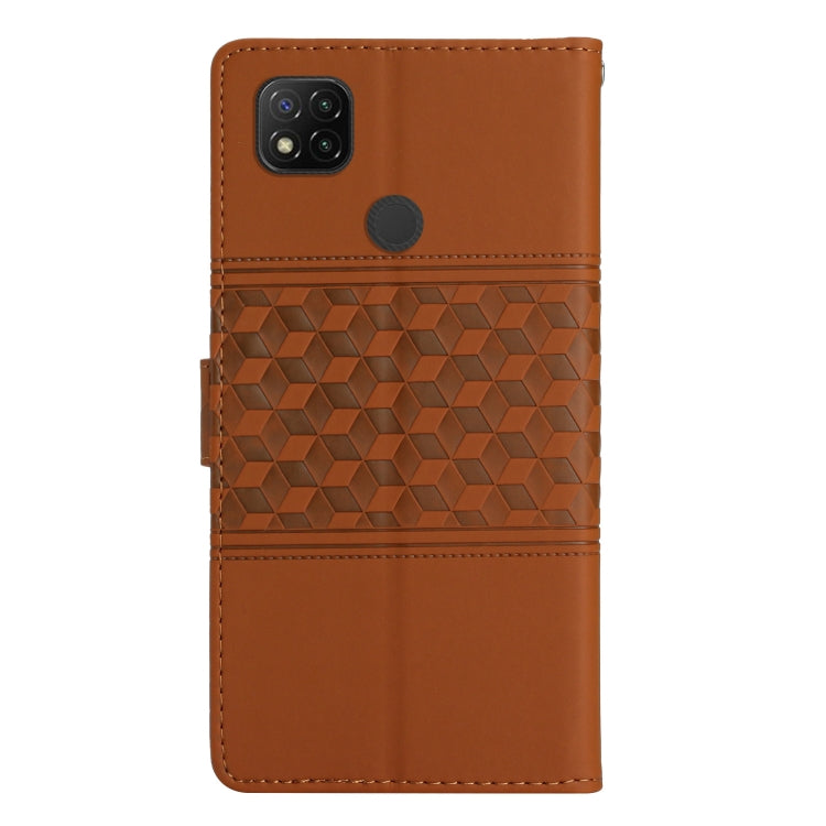 For Xiaomi Redmi 9C Diamond Embossed Skin Feel Leather Phone Case with Lanyard