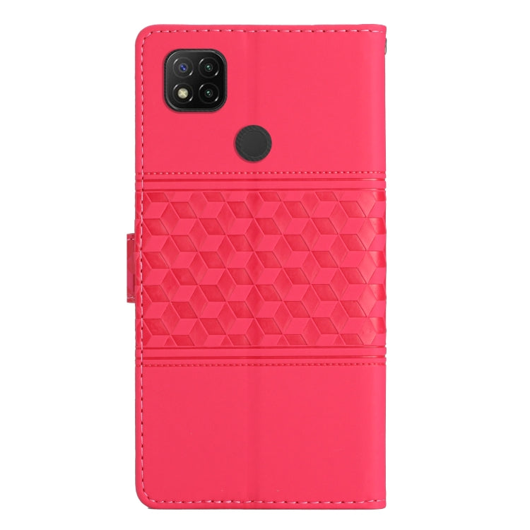 For Xiaomi Redmi 9C Diamond Embossed Skin Feel Leather Phone Case with Lanyard