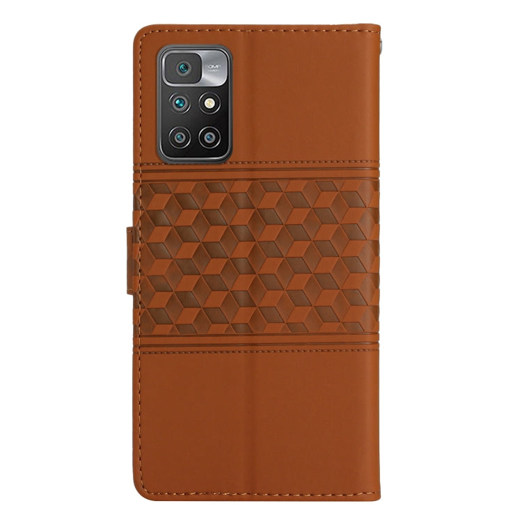 For Xiaomi Redmi 10 Diamond Embossed Skin Feel Leather Phone Case with Lanyard