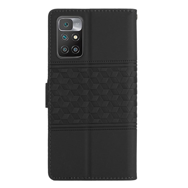 For Xiaomi Redmi 10 Diamond Embossed Skin Feel Leather Phone Case with Lanyard