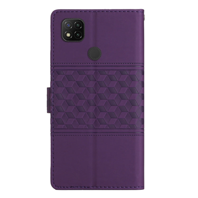 For Xiaomi Redmi 10A Diamond Embossed Skin Feel Leather Phone Case with Lanyard