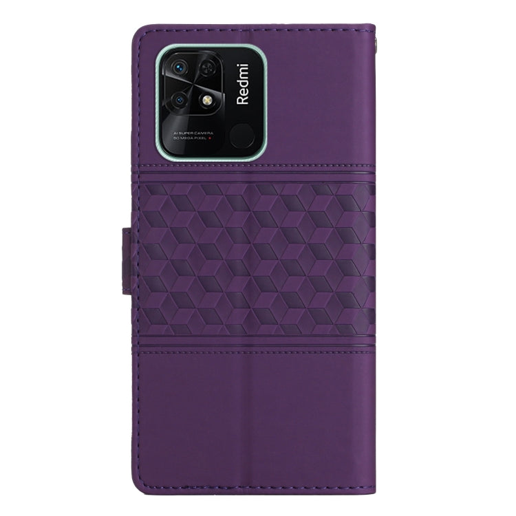 For Xiaomi Redmi 10C Diamond Embossed Skin Feel Leather Phone Case with Lanyard