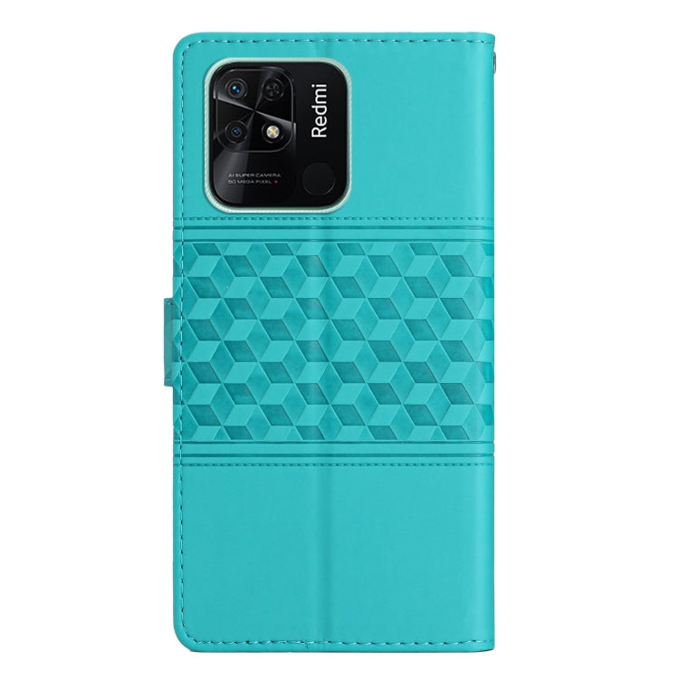 For Xiaomi Redmi 10C Diamond Embossed Skin Feel Leather Phone Case with Lanyard