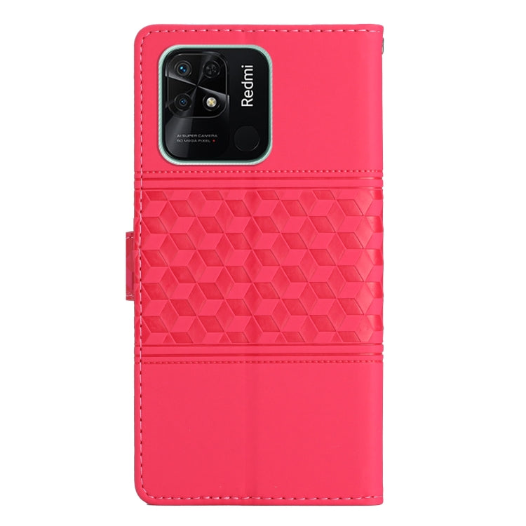For Xiaomi Redmi 10C Diamond Embossed Skin Feel Leather Phone Case with Lanyard