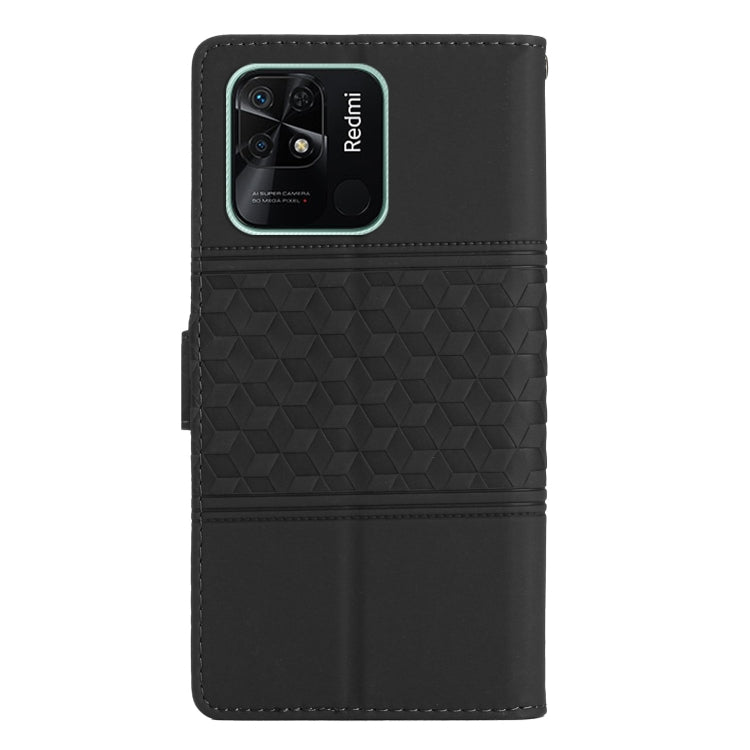 For Xiaomi Redmi 10C Diamond Embossed Skin Feel Leather Phone Case with Lanyard