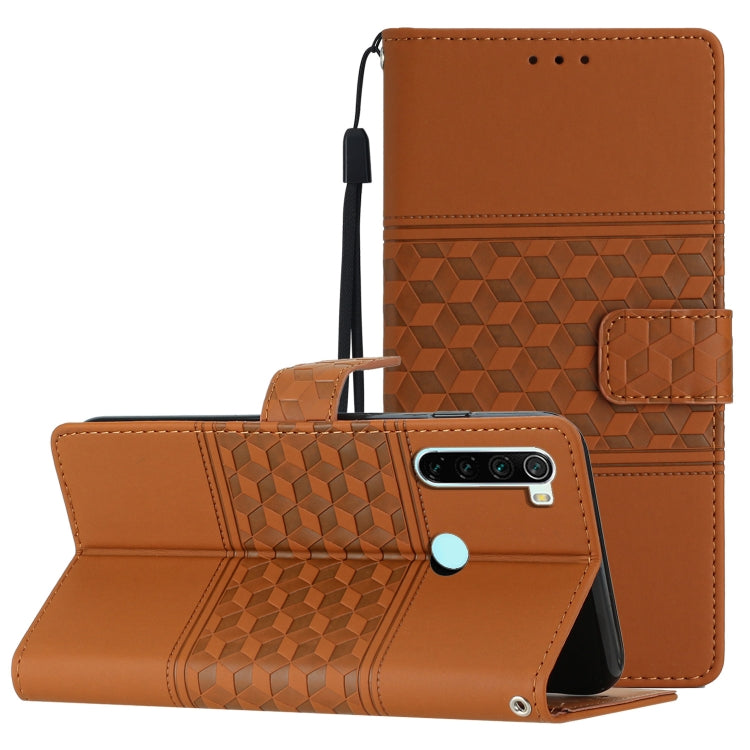 For Xiaomi Redmi Note 8T Diamond Embossed Skin Feel Leather Phone Case with Lanyard