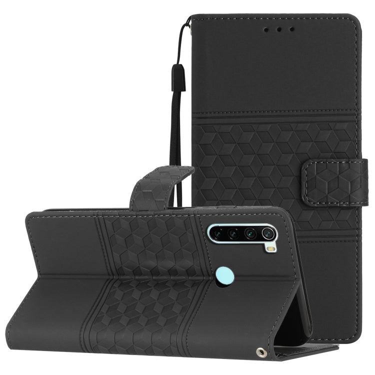 For Xiaomi Redmi Note 8T Diamond Embossed Skin Feel Leather Phone Case with Lanyard