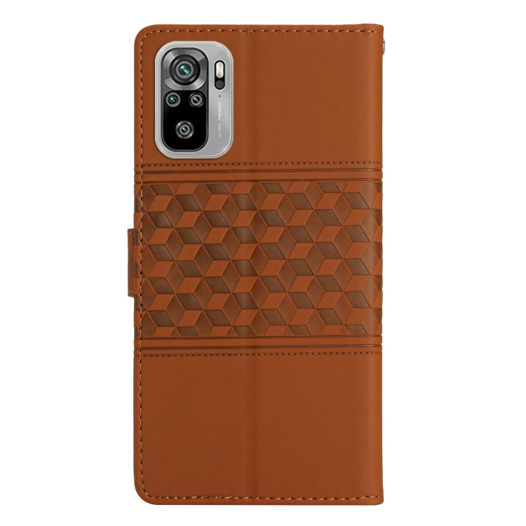For Xiaomi Redmi Note 10 / Note 10S Diamond Embossed Skin Feel Leather Phone Case with Lanyard