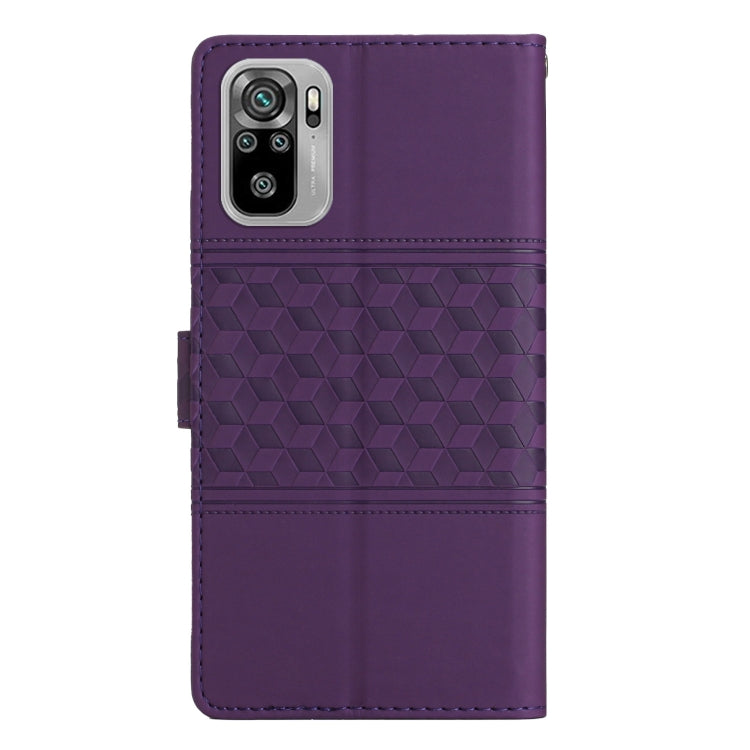 For Xiaomi Redmi Note 10 / Note 10S Diamond Embossed Skin Feel Leather Phone Case with Lanyard