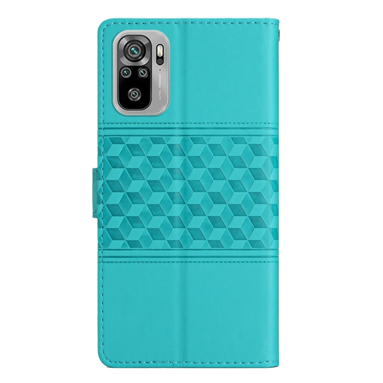 For Xiaomi Redmi Note 10 / Note 10S Diamond Embossed Skin Feel Leather Phone Case with Lanyard