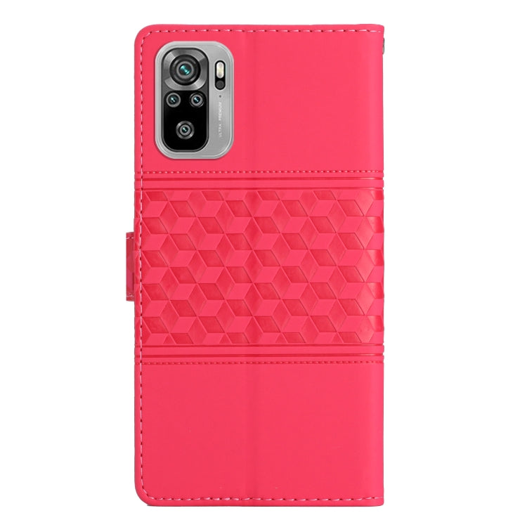 For Xiaomi Redmi Note 10 / Note 10S Diamond Embossed Skin Feel Leather Phone Case with Lanyard
