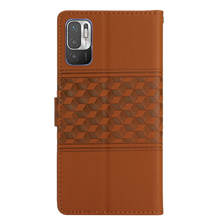 For Xiaomi Redmi Note 10 5G Diamond Embossed Skin Feel Leather Phone Case with Lanyard