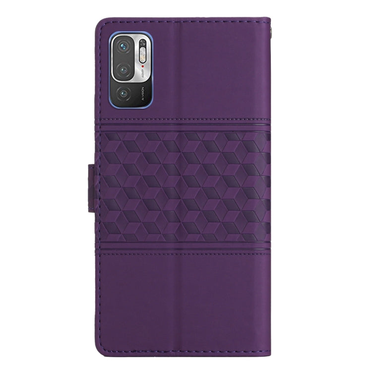 For Xiaomi Redmi Note 10 5G Diamond Embossed Skin Feel Leather Phone Case with Lanyard