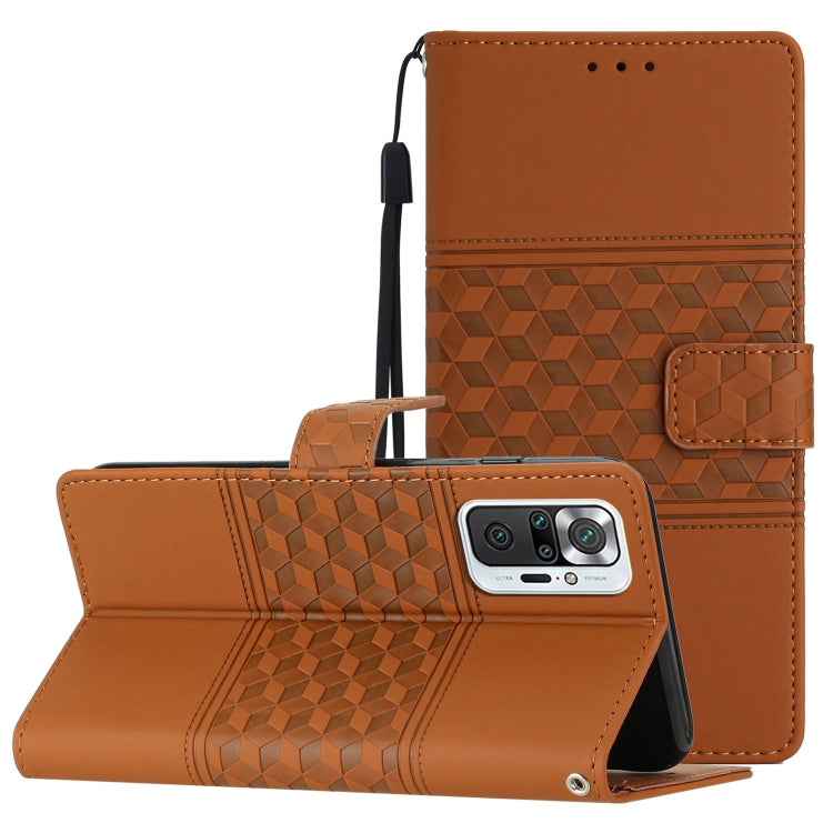 For Xiaomi Redmi Note 10 Pro / 10 Pro Max Diamond Embossed Skin Feel Leather Phone Case with Lanyard