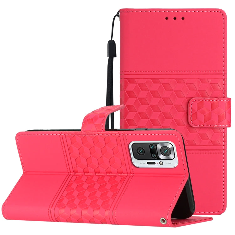 For Xiaomi Redmi Note 10 Pro / 10 Pro Max Diamond Embossed Skin Feel Leather Phone Case with Lanyard