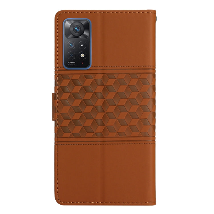 For Xiaomi Redmi Note 11 Pro Global Diamond Embossed Skin Feel Leather Phone Case with Lanyard