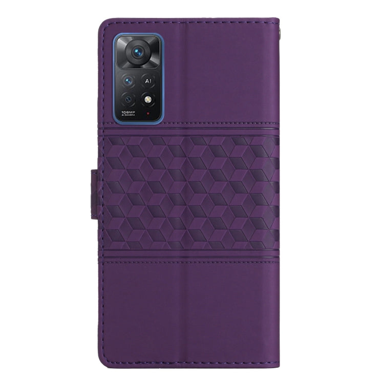 For Xiaomi Redmi Note 11 Pro Global Diamond Embossed Skin Feel Leather Phone Case with Lanyard