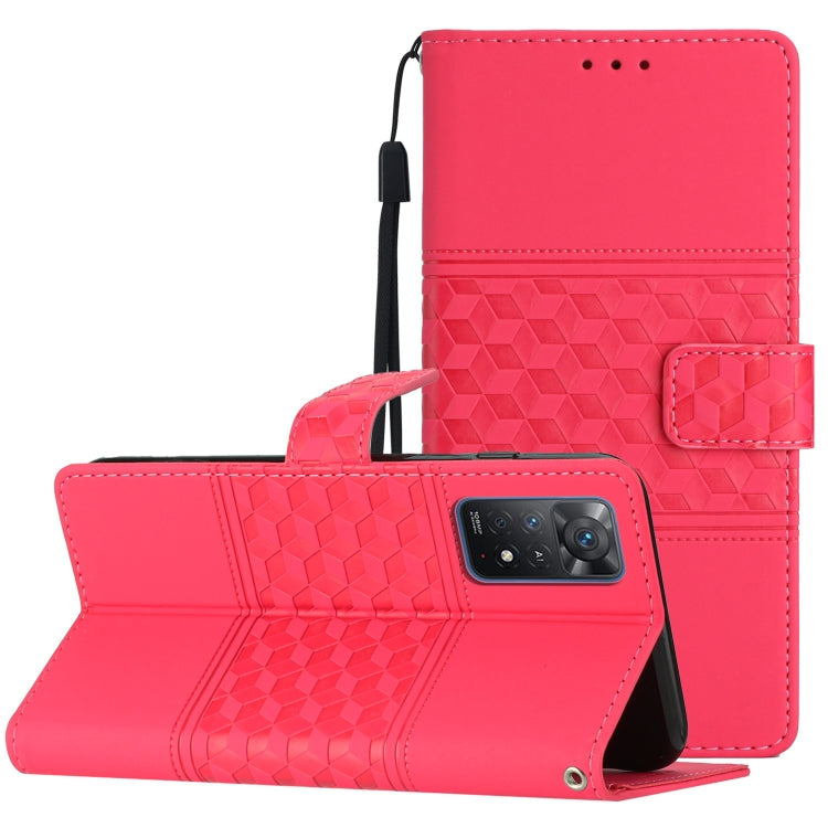 For Xiaomi Redmi Note 11 Pro Global Diamond Embossed Skin Feel Leather Phone Case with Lanyard