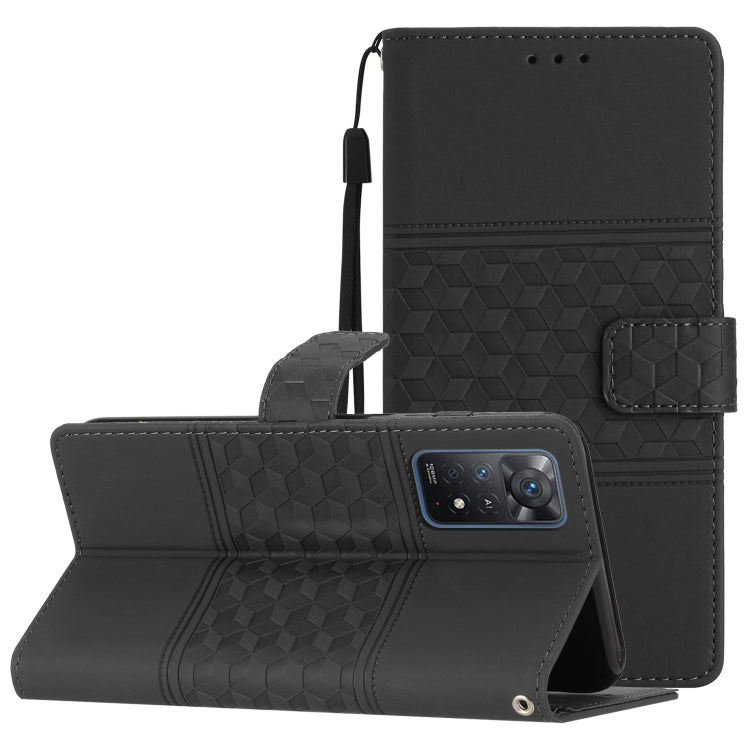 For Xiaomi Redmi Note 11 Pro Global Diamond Embossed Skin Feel Leather Phone Case with Lanyard