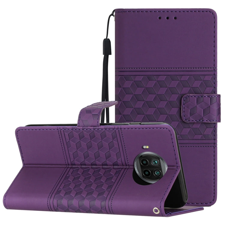 For Xiaomi Mi 10T Lite Diamond Embossed Skin Feel Leather Phone Case with Lanyard