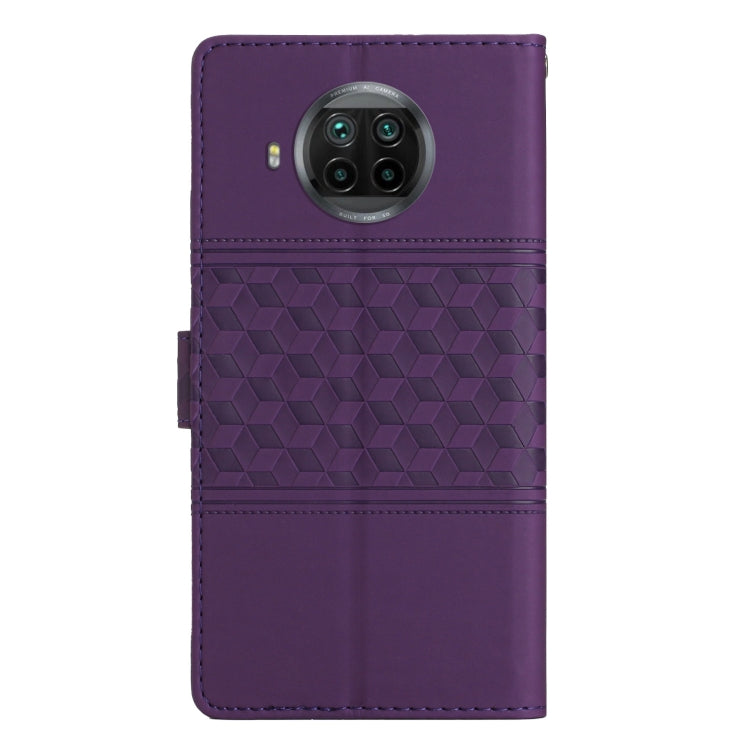 For Xiaomi Mi 10T Lite Diamond Embossed Skin Feel Leather Phone Case with Lanyard