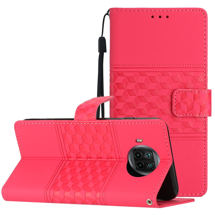 For Xiaomi Mi 10T Lite Diamond Embossed Skin Feel Leather Phone Case with Lanyard