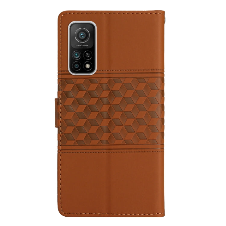 For Xiaomi Mi 10T / 10T Pro Diamond Embossed Skin Feel Leather Phone Case with Lanyard