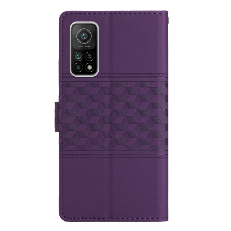 For Xiaomi Mi 10T / 10T Pro Diamond Embossed Skin Feel Leather Phone Case with Lanyard