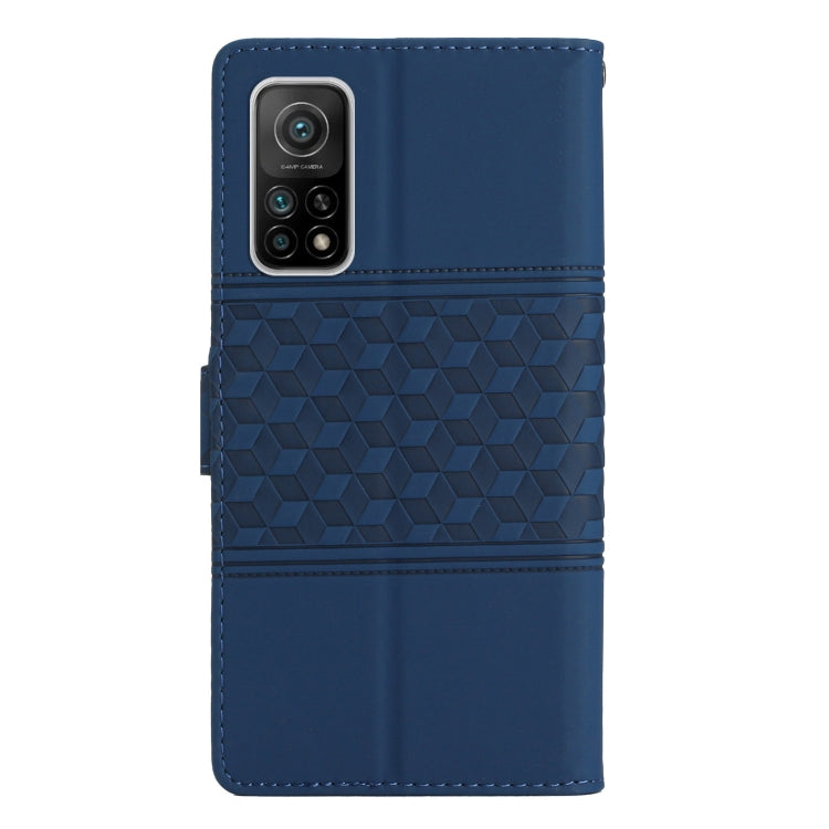 For Xiaomi Mi 10T / 10T Pro Diamond Embossed Skin Feel Leather Phone Case with Lanyard