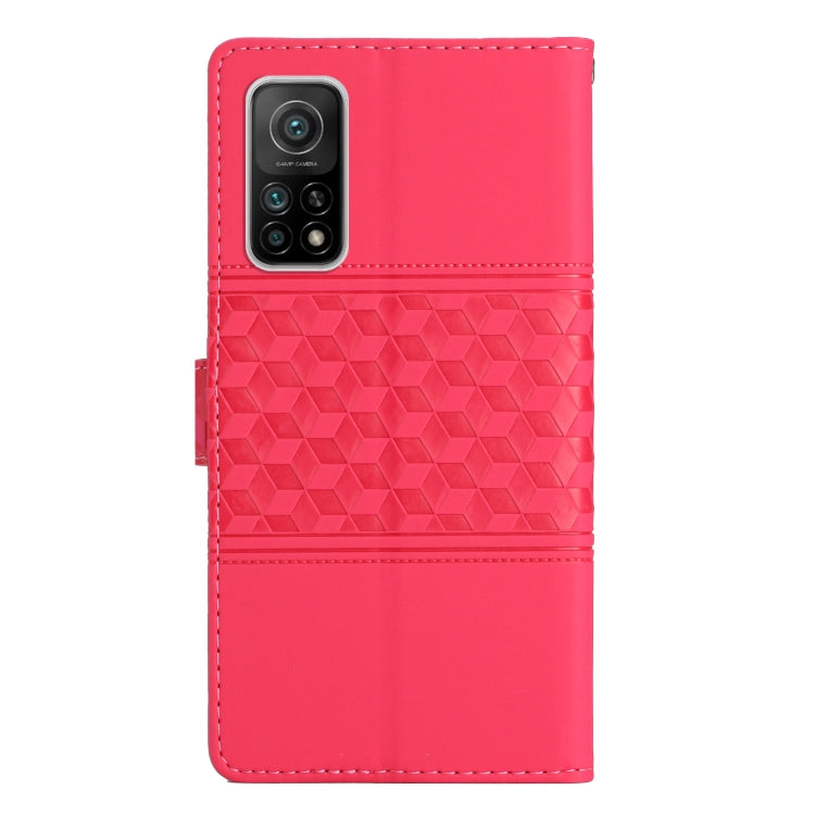 For Xiaomi Mi 10T / 10T Pro Diamond Embossed Skin Feel Leather Phone Case with Lanyard