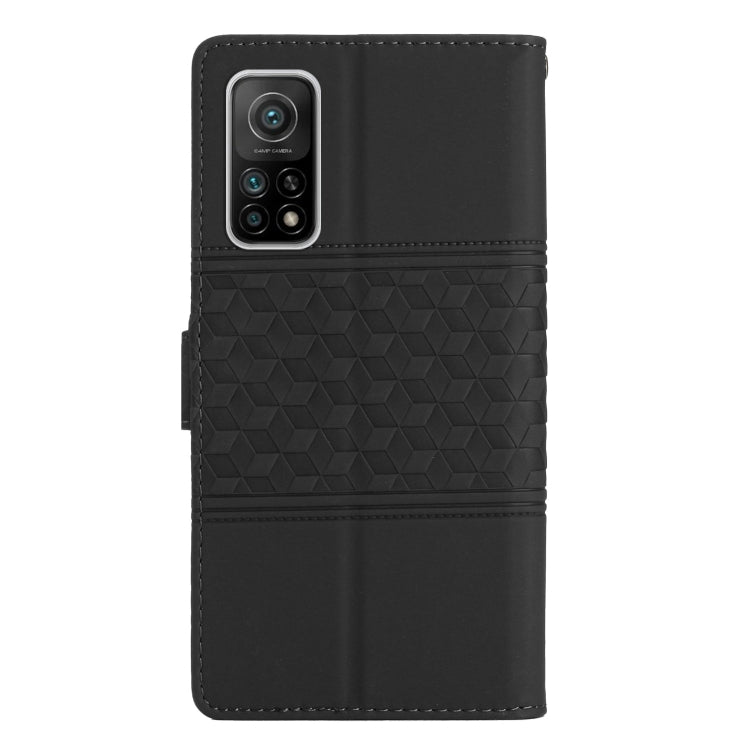 For Xiaomi Mi 10T / 10T Pro Diamond Embossed Skin Feel Leather Phone Case with Lanyard