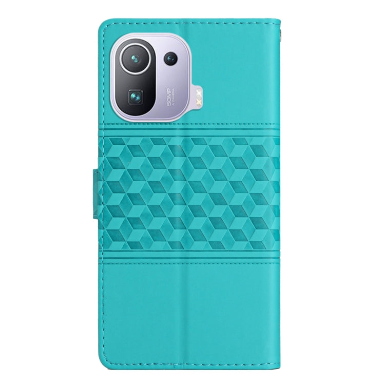 For Xiaomi Mi 11 Pro Diamond Embossed Skin Feel Leather Phone Case with Lanyard