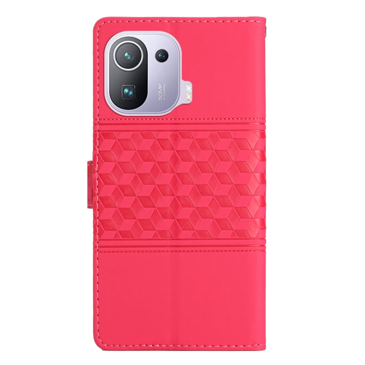 For Xiaomi Mi 11 Pro Diamond Embossed Skin Feel Leather Phone Case with Lanyard