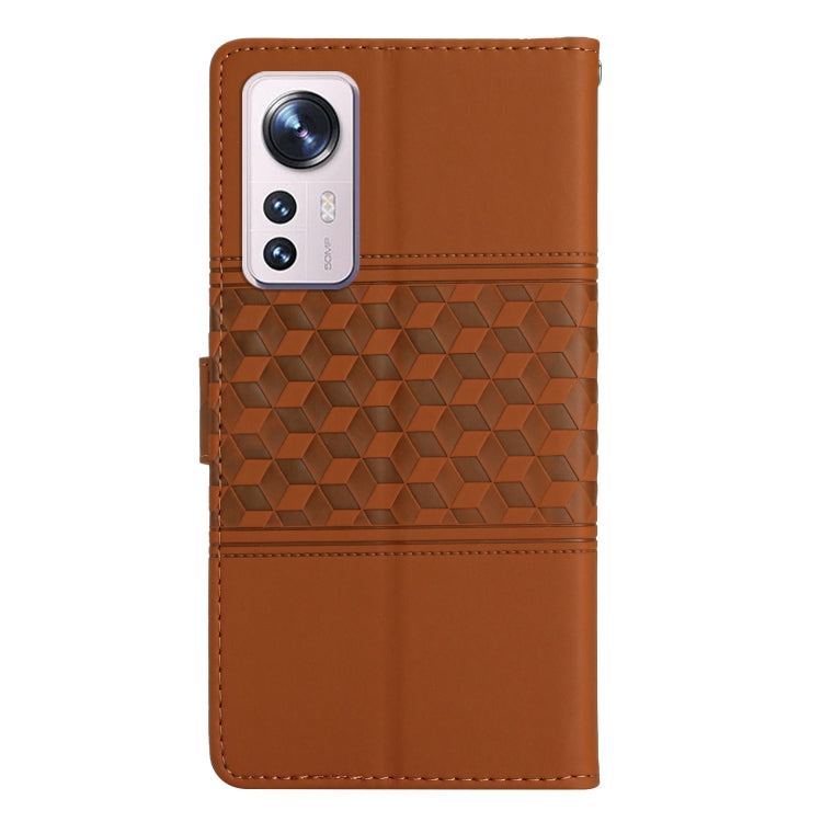 For Xiaomi 12 Pro Diamond Embossed Skin Feel Leather Phone Case with Lanyard