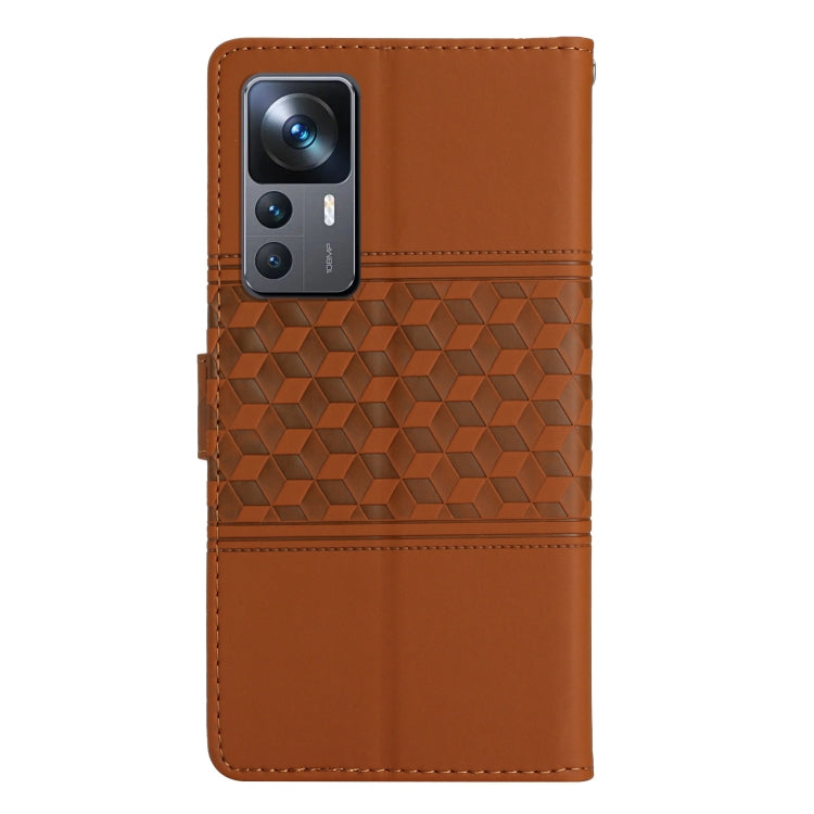 For Xiaomi 12T / 12T Pro Diamond Embossed Skin Feel Leather Phone Case with Lanyard