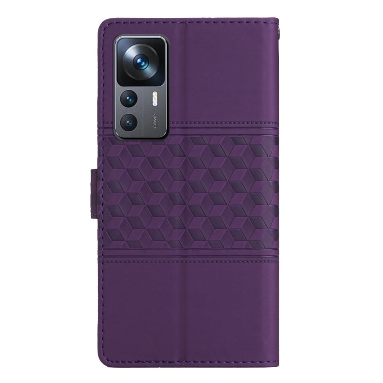 For Xiaomi 12T / 12T Pro Diamond Embossed Skin Feel Leather Phone Case with Lanyard