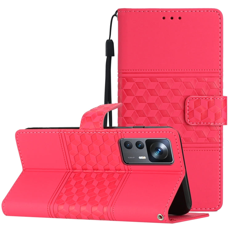 For Xiaomi 12T / 12T Pro Diamond Embossed Skin Feel Leather Phone Case with Lanyard