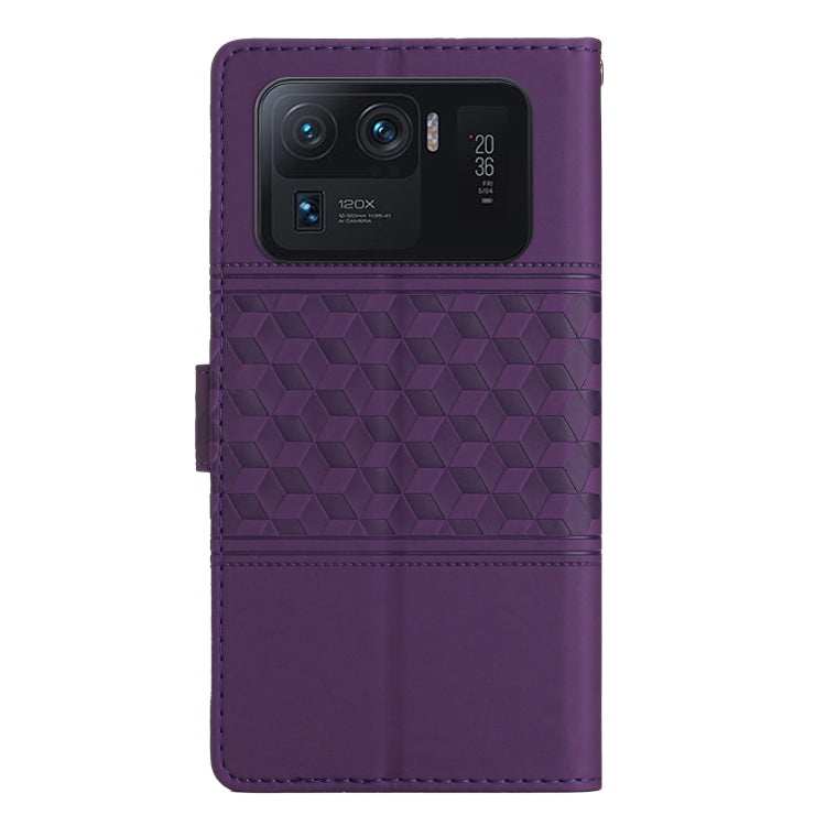 For Xiaomi Mi 11 Ultra Diamond Embossed Skin Feel Leather Phone Case with Lanyard