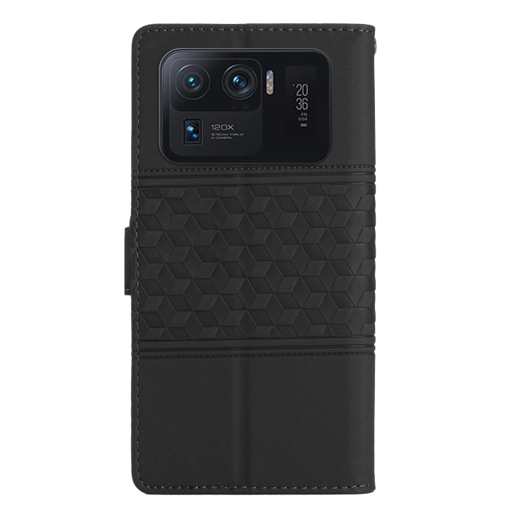 For Xiaomi Mi 11 Ultra Diamond Embossed Skin Feel Leather Phone Case with Lanyard