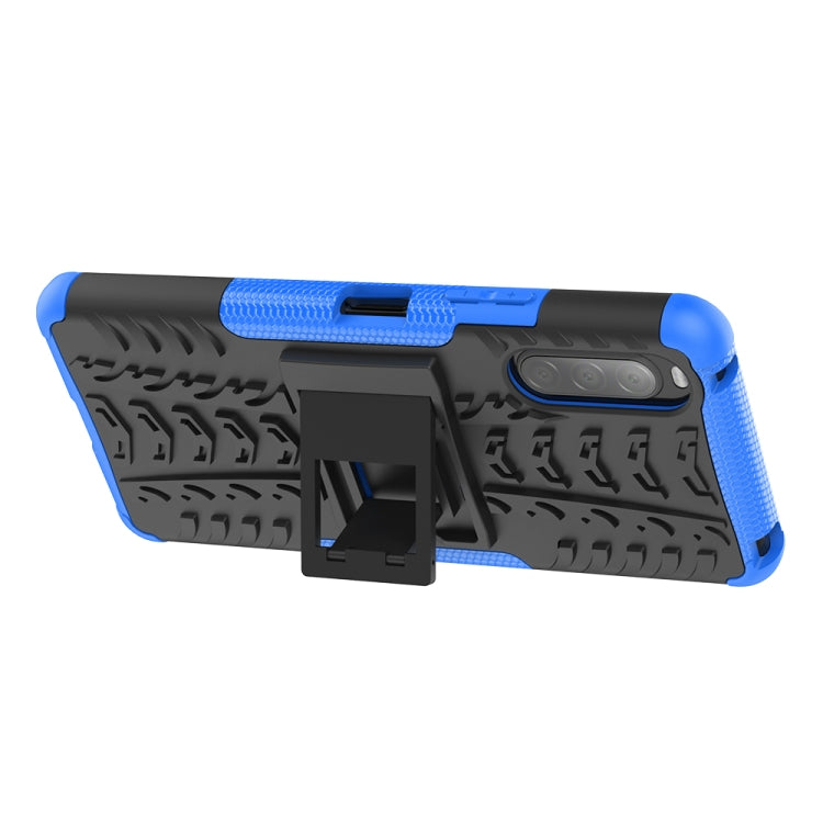 For Sony Xperia 10 â…¡ Tire Texture Shockproof TPU+PC Protective Case with Holder