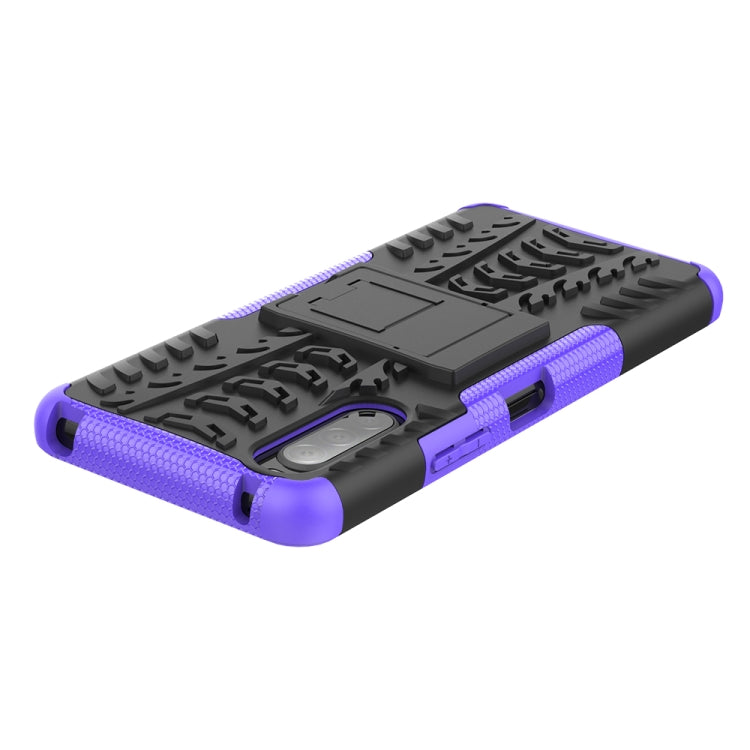 For Sony Xperia 10 â…¡ Tire Texture Shockproof TPU+PC Protective Case with Holder